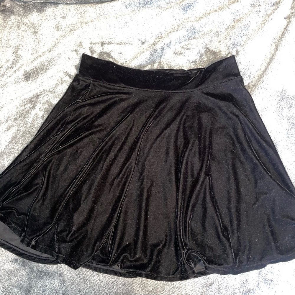 Elegant Faux Black Velvet Skirt